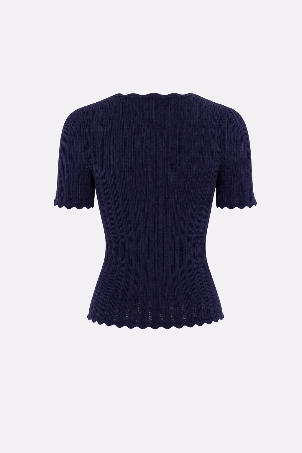 Navy V-neck textured knit sweater - view 5