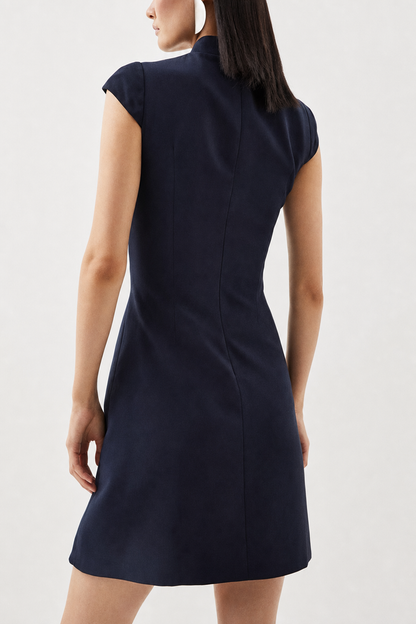 Cap Sleeve Mini Dress With Pleated Hem - view 6