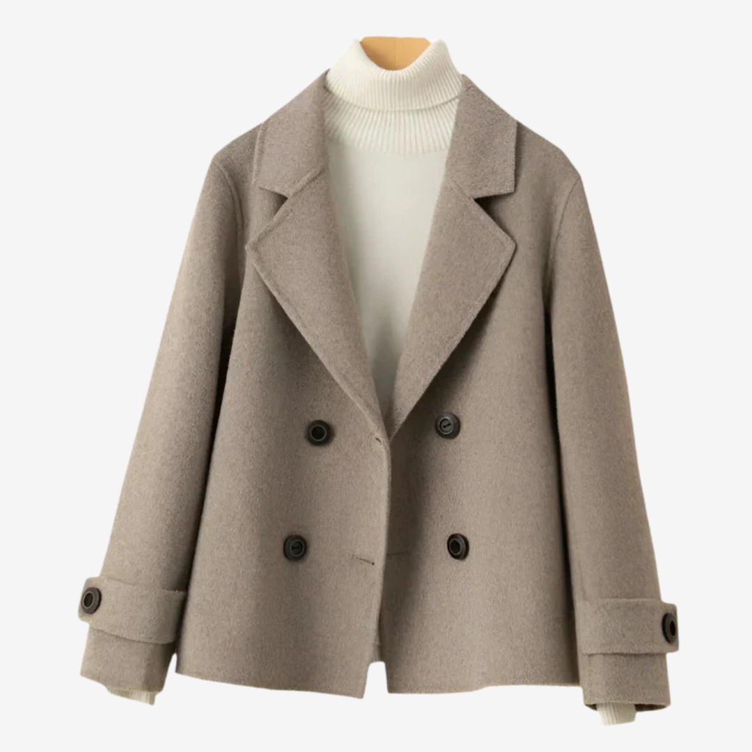 Double-Breasted Short Coat, Hip Length - view 6