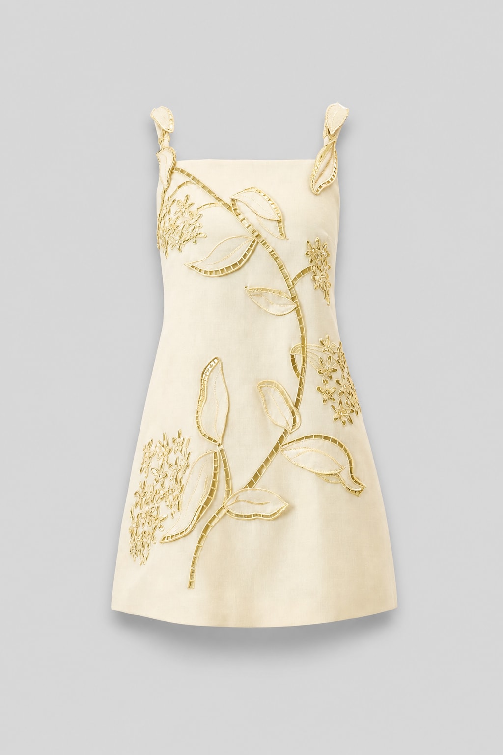 Polyester Floral Embroidered A-Line Mini Dress - 1