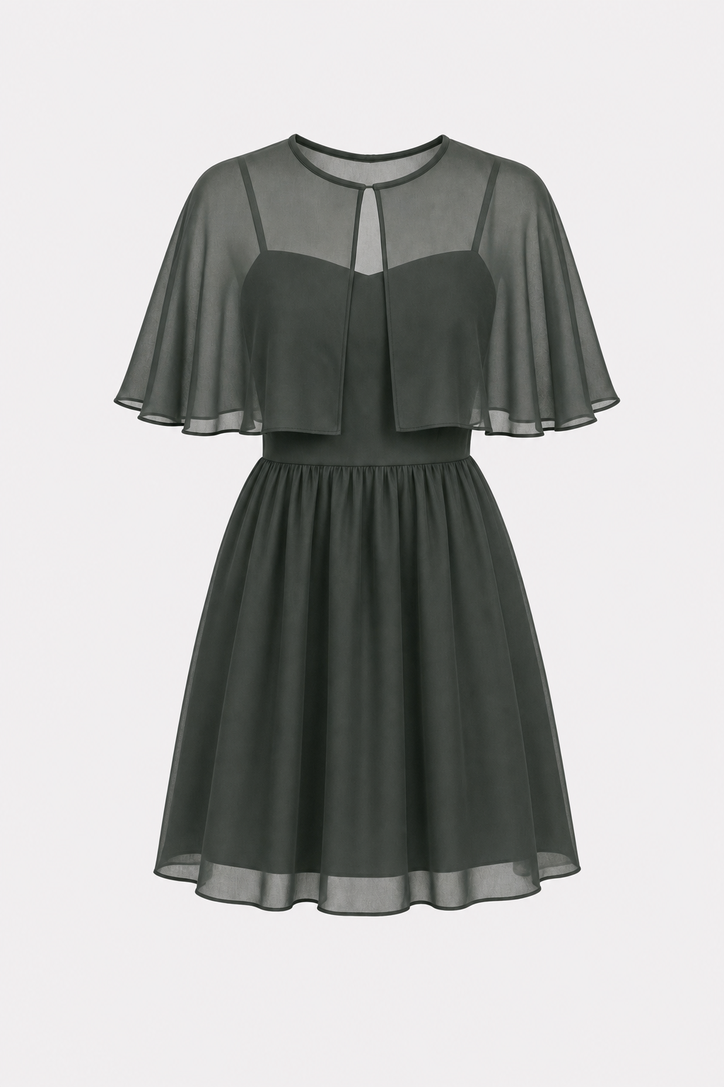 Green Sweetheart Chiffon Mini Dress