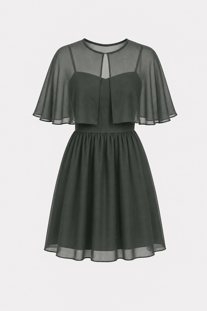 Green Sweetheart Chiffon Mini Dress