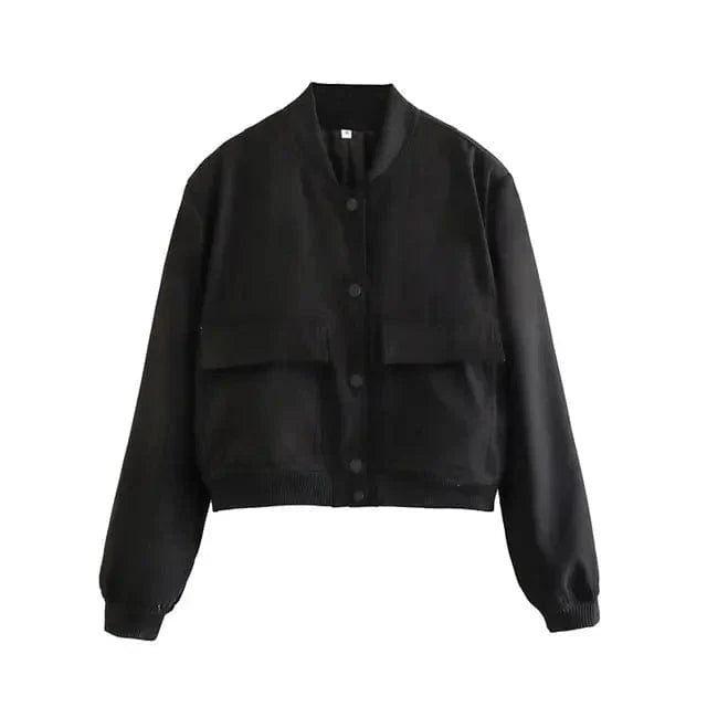 Cropped woven bomber jacket with rib-knit trim - view 6