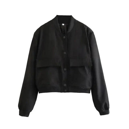 Cropped woven bomber jacket with rib-knit trim - view 6