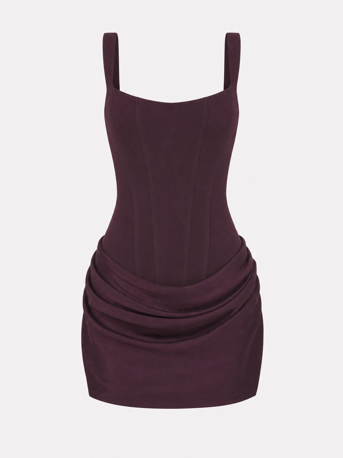 Chic Square Neck Mini Dress with Lace-Up Back - 1
