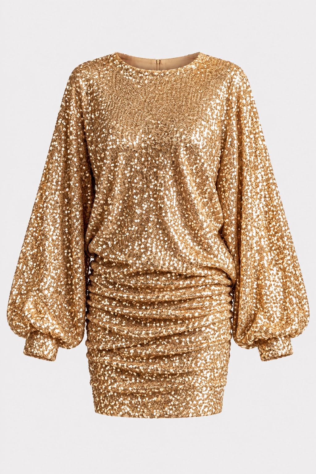 Sequin Mini Dress with Lantern Sleeves - 1