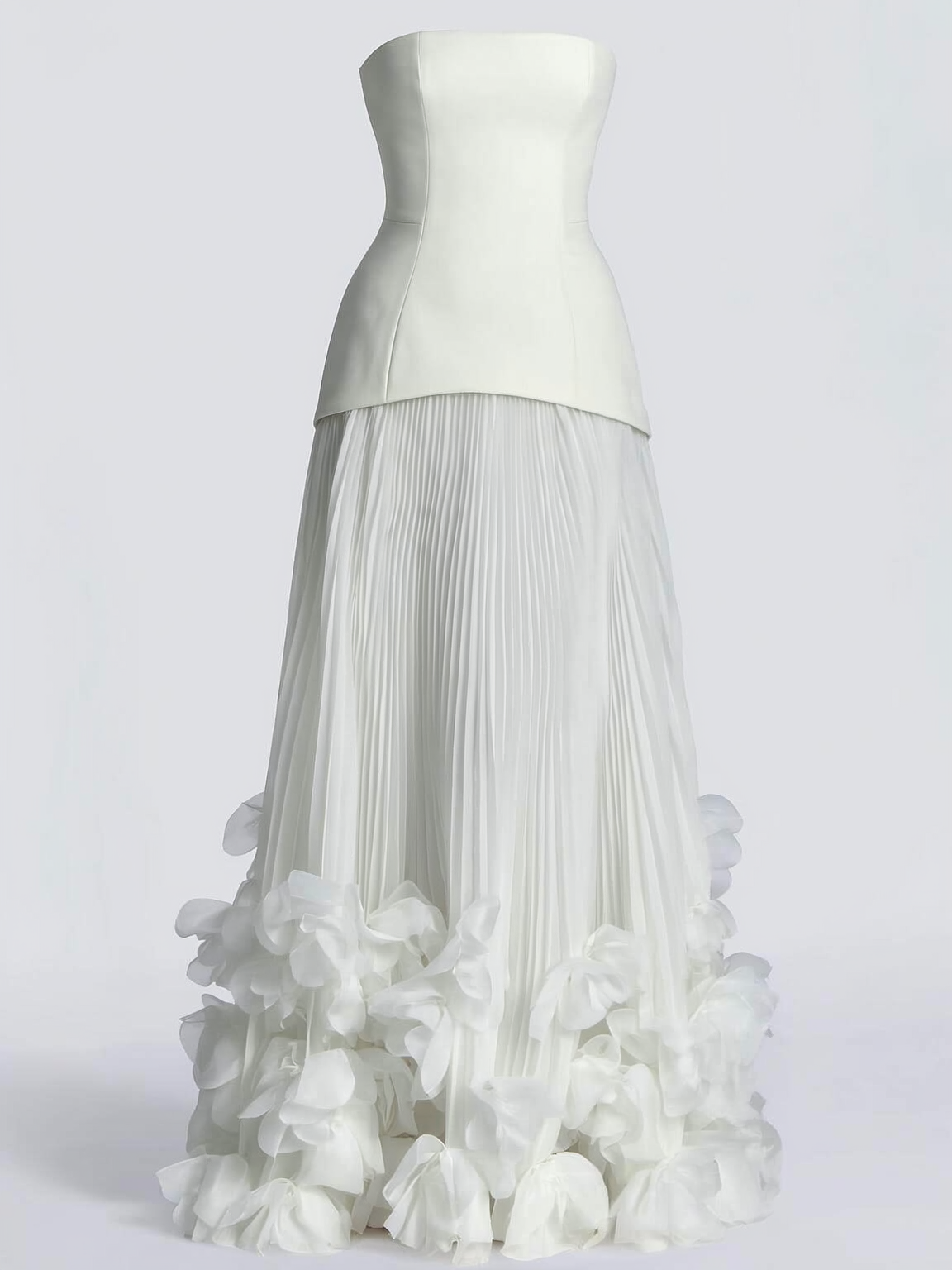 Strapless maxi gown with lace-up corset back