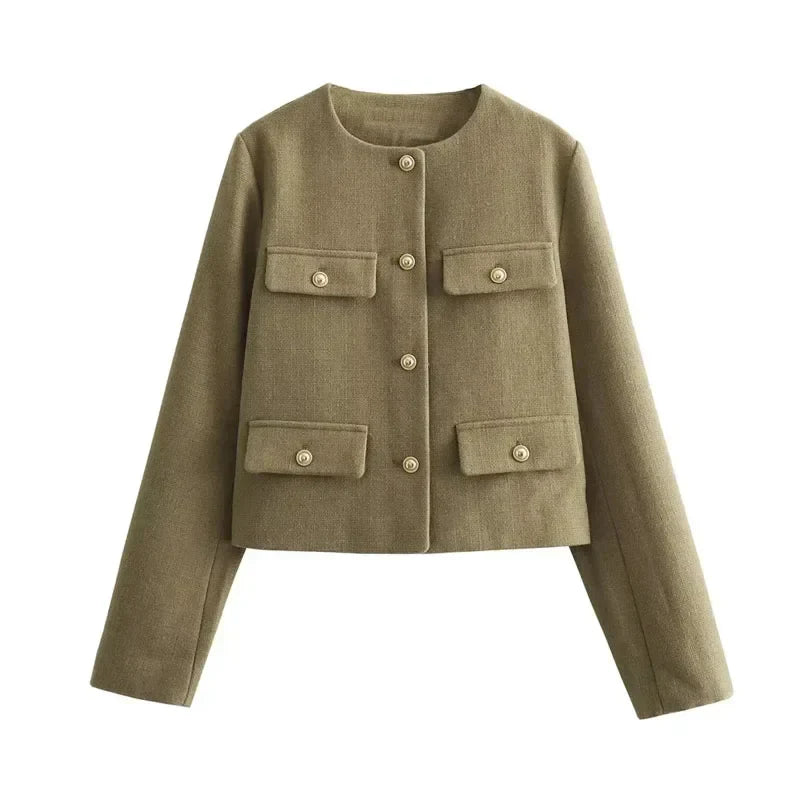 Fitted Blazer with Gold-Tone Buttons - view 9