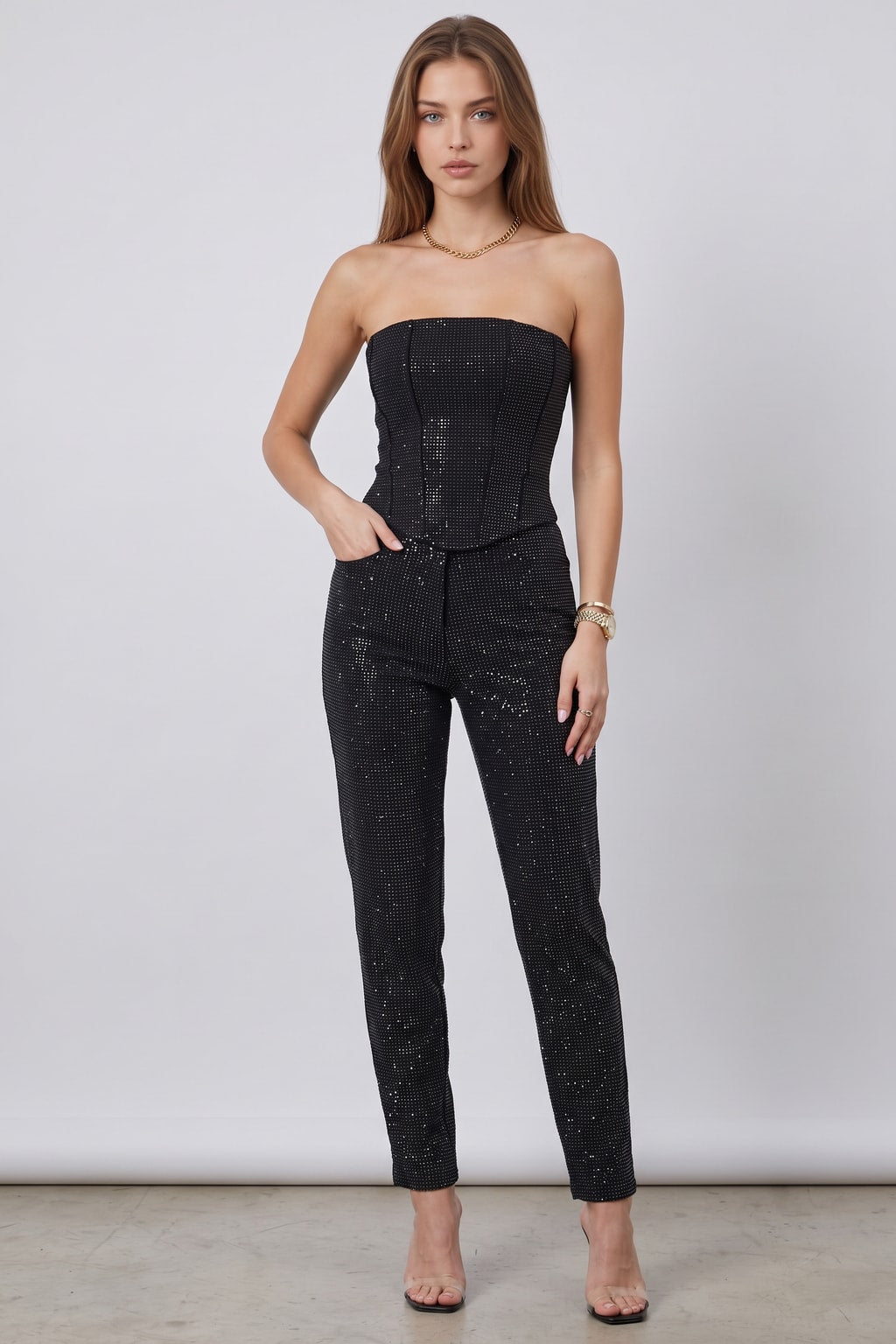Sophisticated Sequin Strapless Jumpsuit - 3