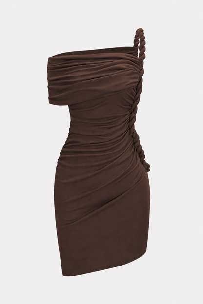 One-Shoulder Twist Knot Jersey Mini Dress - view 8