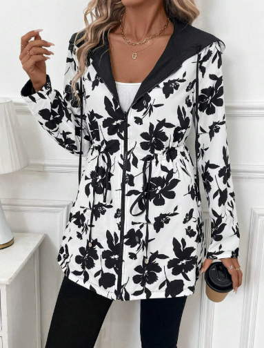 Reversible hooded jacket with leopard print lining - view 4