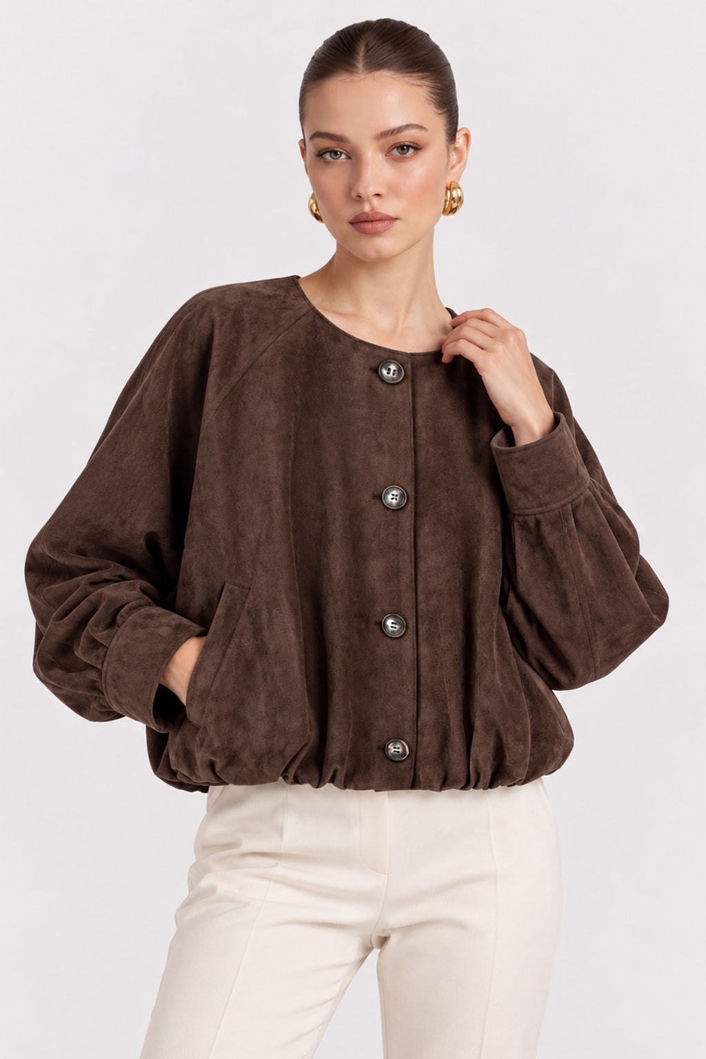 Polyester Coat Single-Breasted Casual Jacket - 5