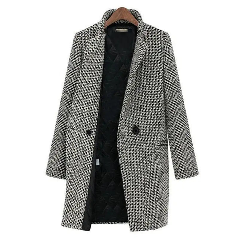 Long Wool Blend Coat in Black and White