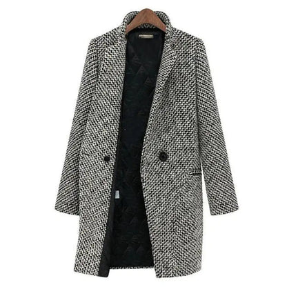 Long Wool Blend Coat in Black and White