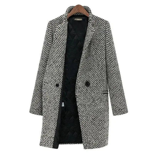 Long Wool Blend Coat in Black and White