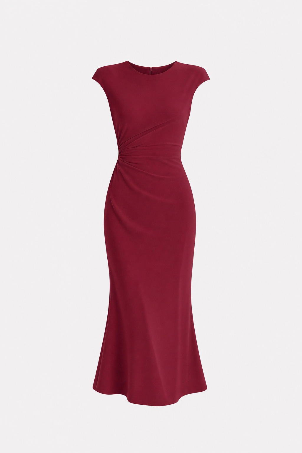Satin ruched midi dress with cap sleeves - view 8