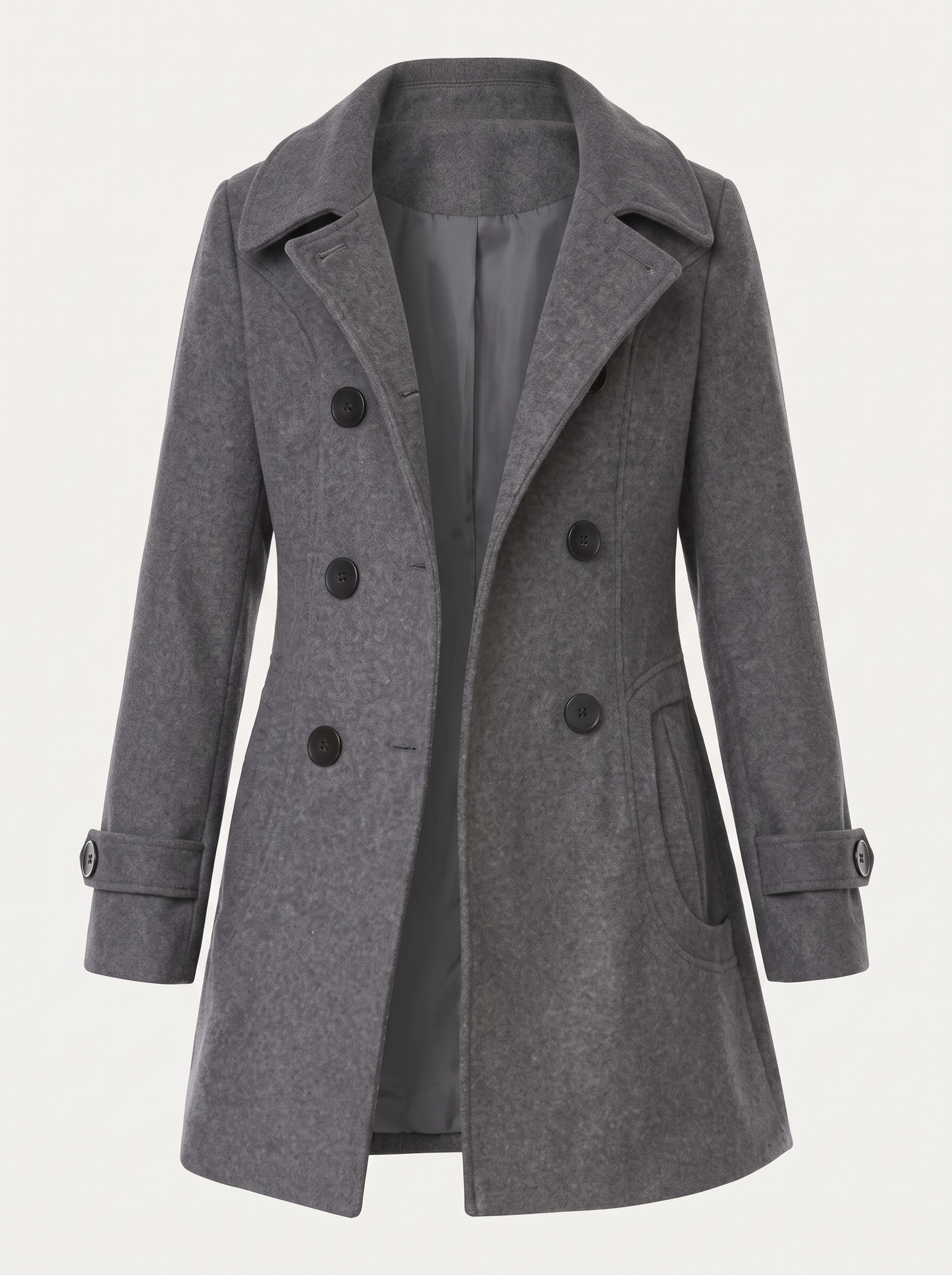 Hooded Double-Breasted Mid-Length Coat
