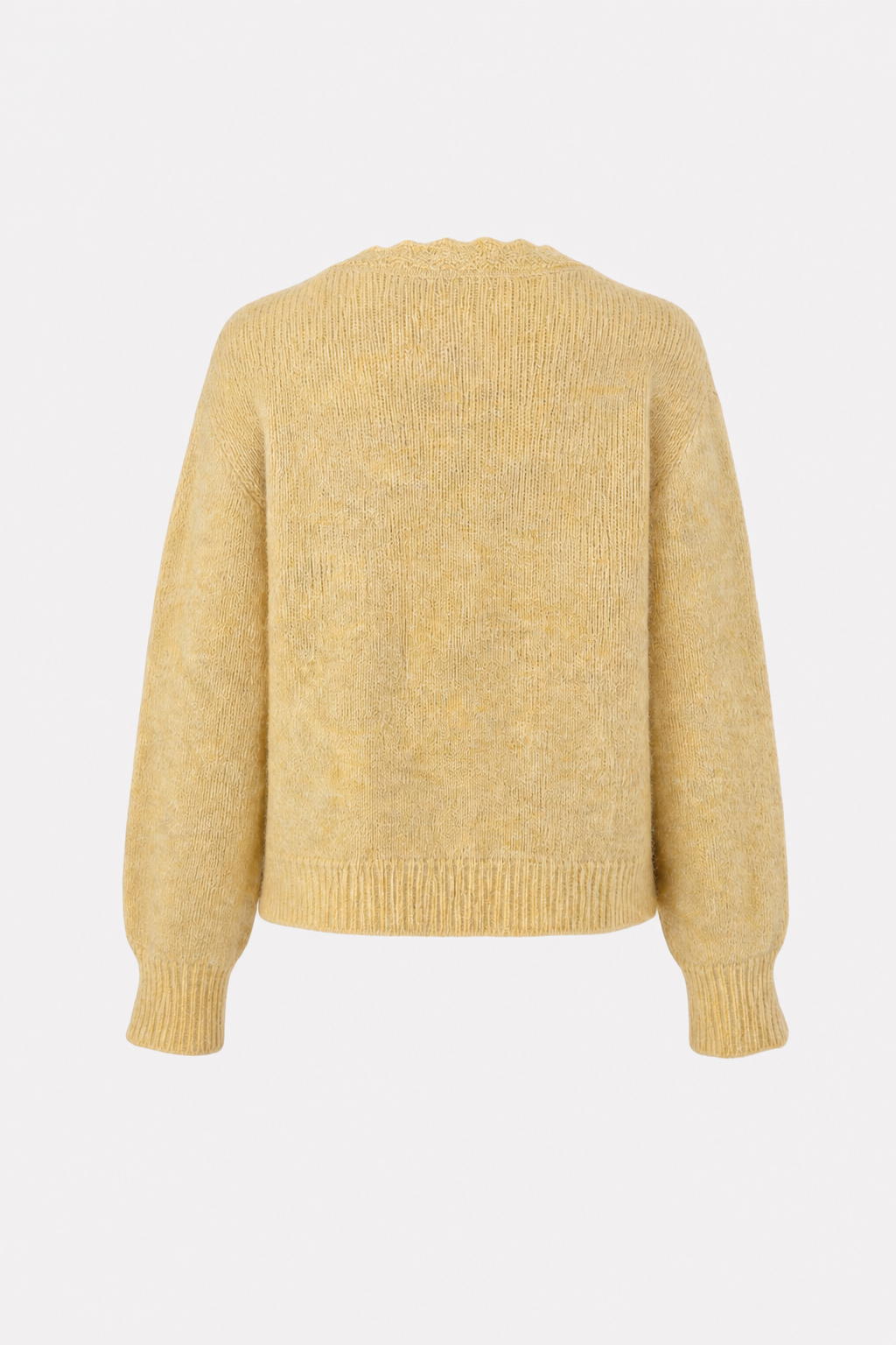 Yellow Floral V-Neck Button Knit Cardigan - view 4