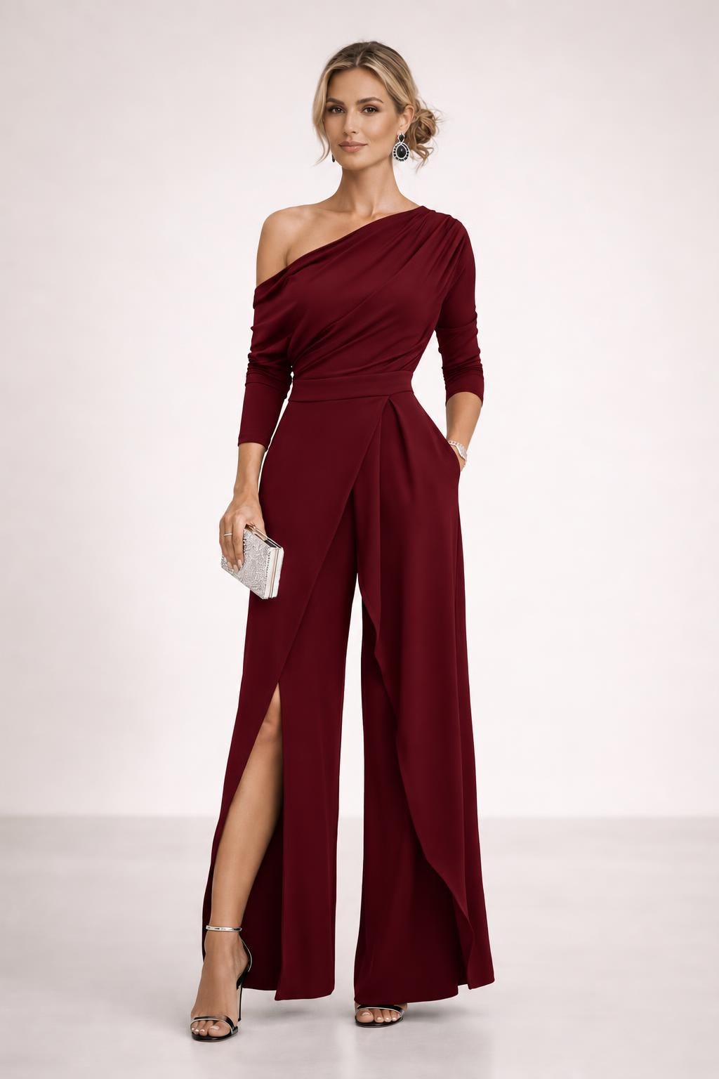 One-Shoulder Wide-Leg Jumpsuit - 5