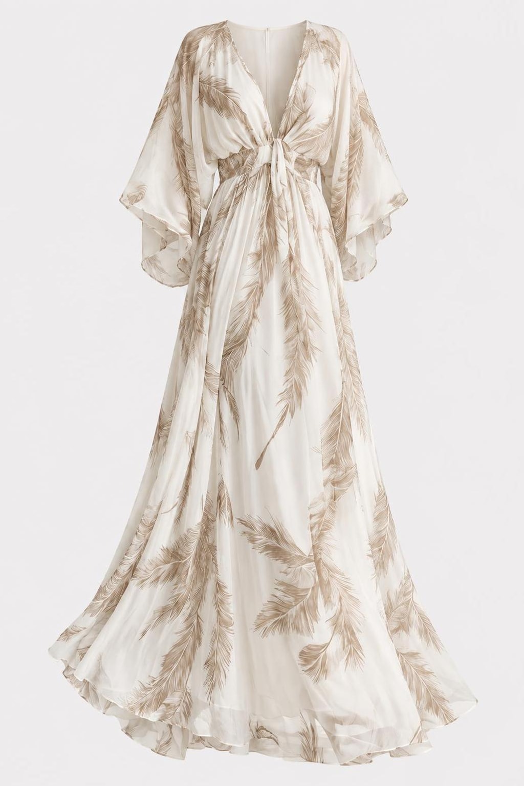 Chiffon Maxi Dress with Kimono Sleeves - 1