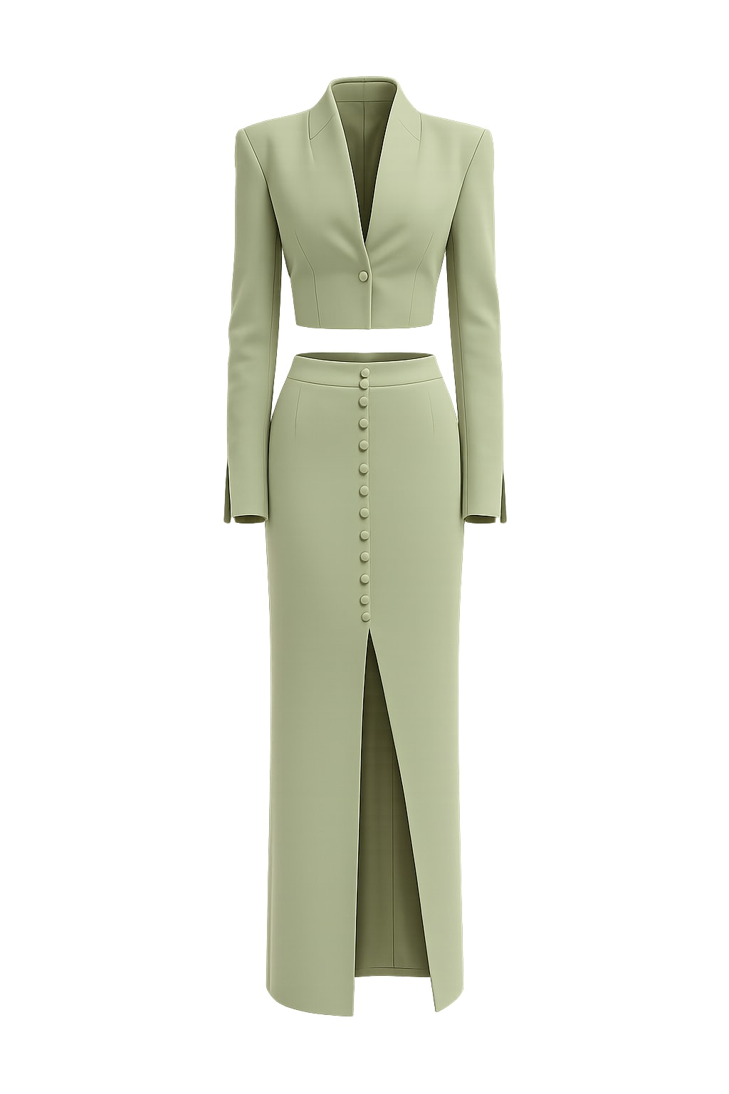 Structured Cropped Blazer & Maxi Skirt Set - 1