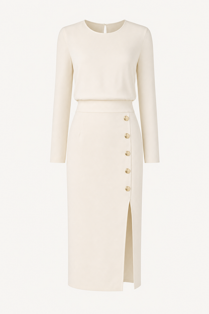 Long Sleeve Midi Dress With Pockets