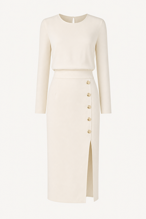 Long Sleeve Midi Dress With Pockets