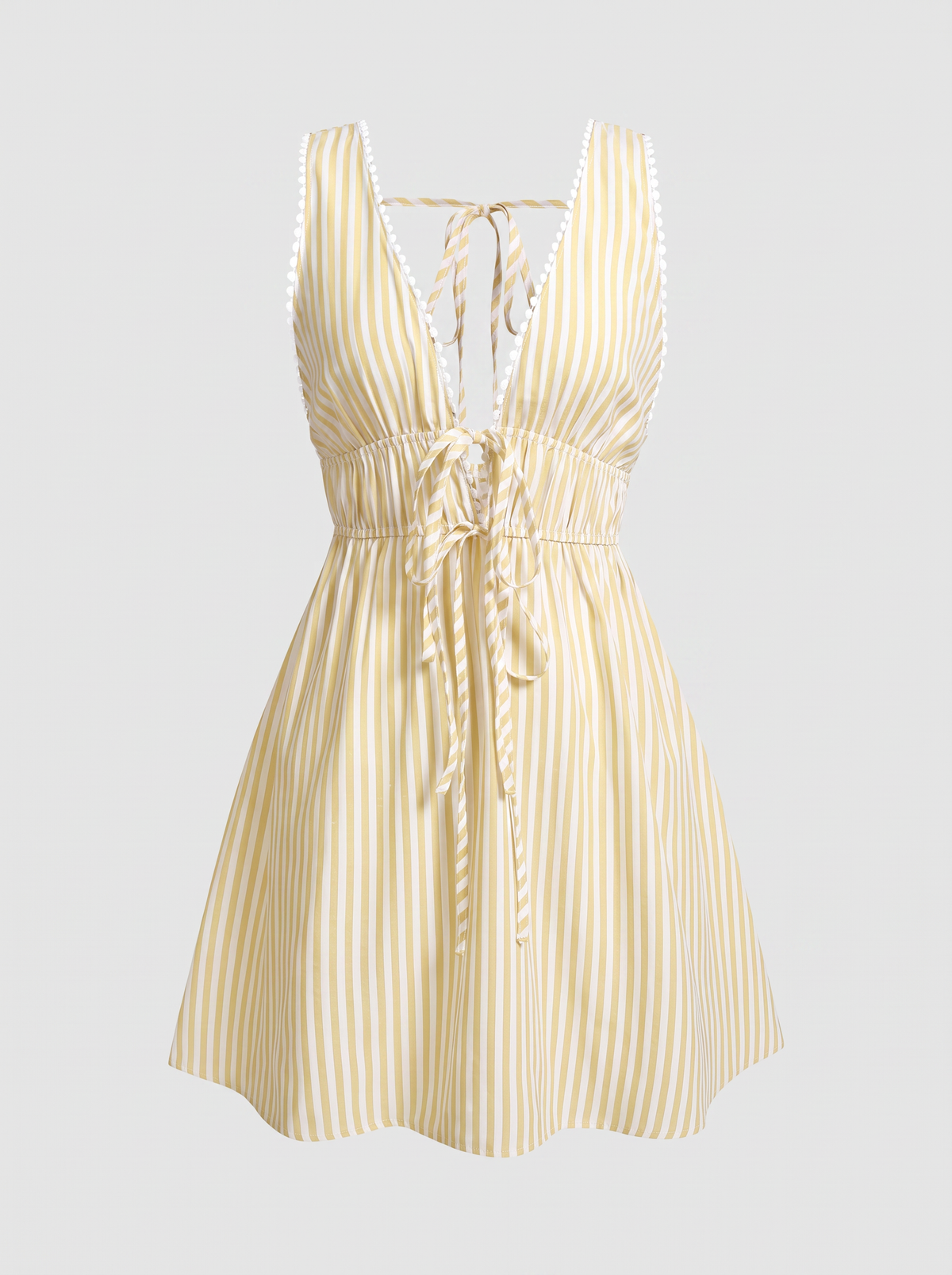 Striped tie-front backless mini dress - view 8