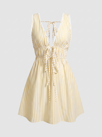 Striped tie-front backless mini dress - view 8