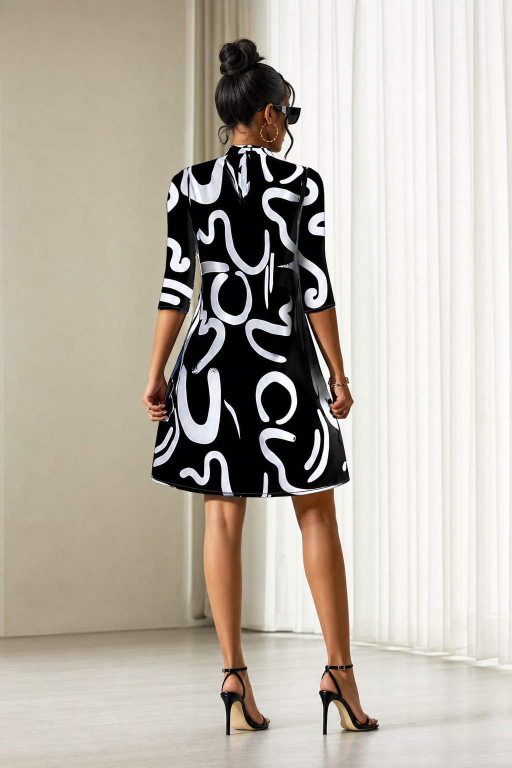 Abstract Print Mini Dress For Day To Night - 6