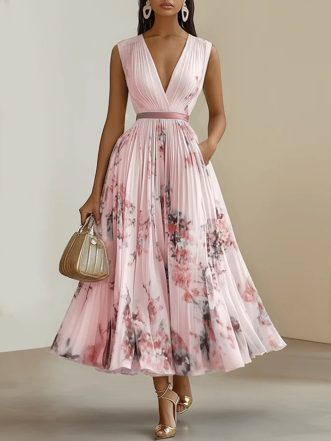 Flowing Wrap V-Neck Midi Dress in Six Colors - view 8