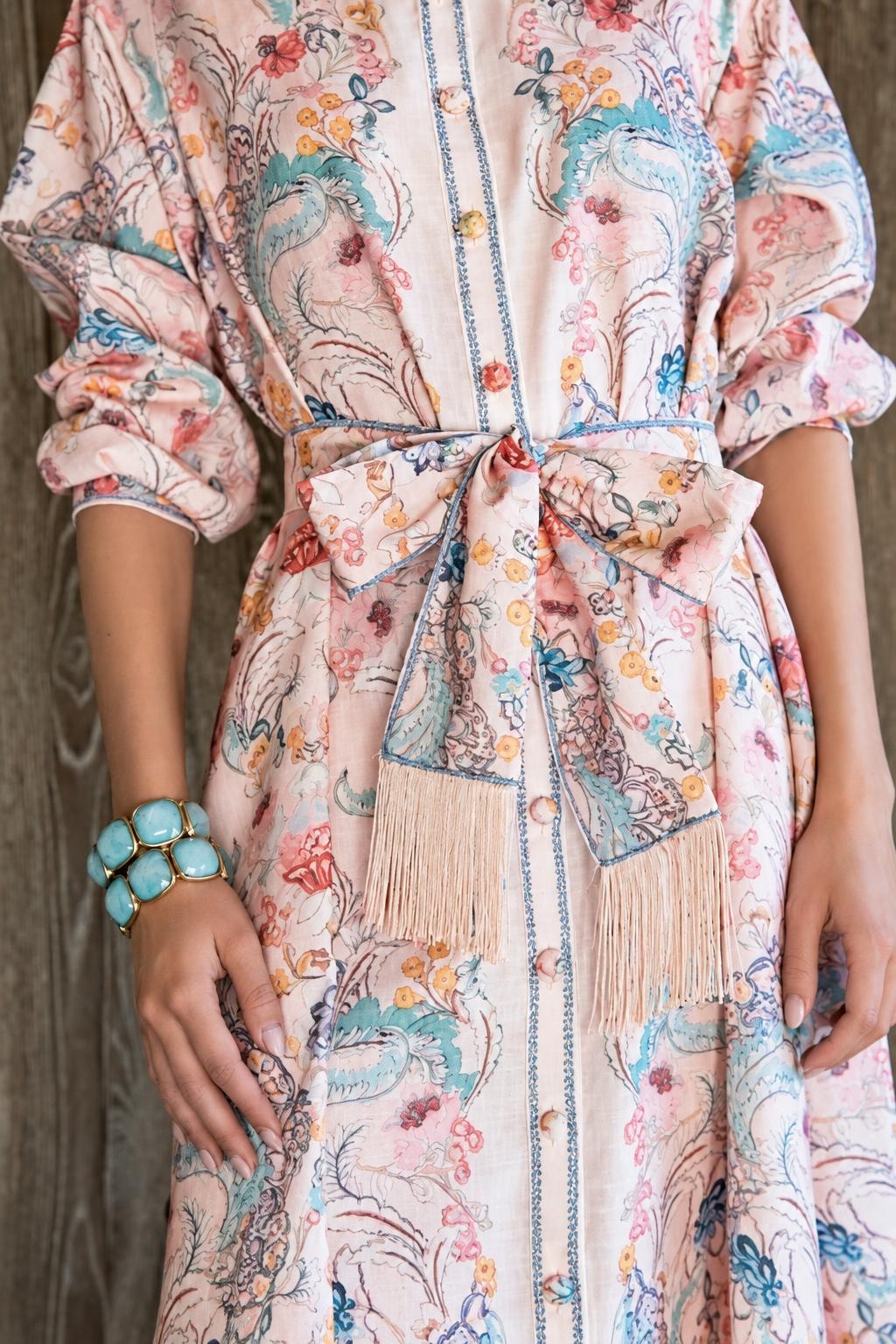 Cotton Linen Floral Dress - 7