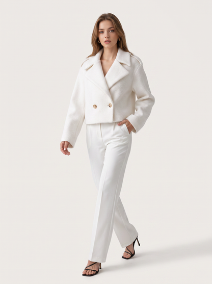Wool blend oversize double-breasted short coat - view 3