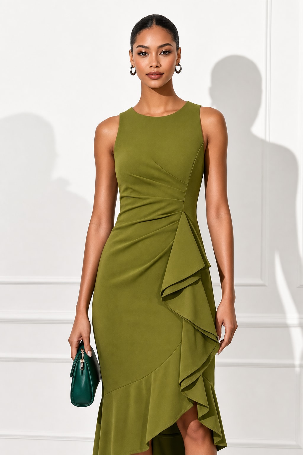 Ruffled Knit Bodycon Maxi Dress - 5