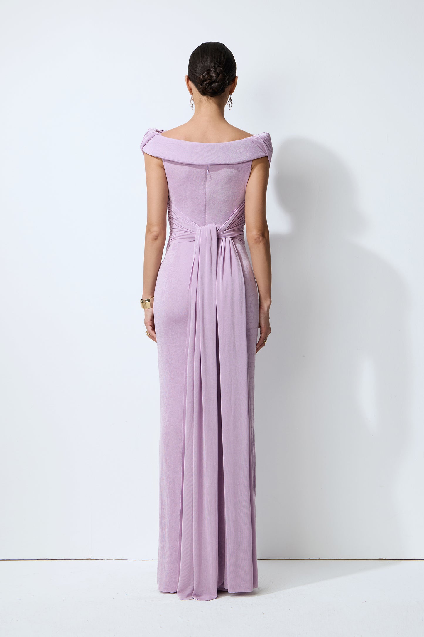 One-Shoulder Velvet Maxi Dress in Purple - view 4