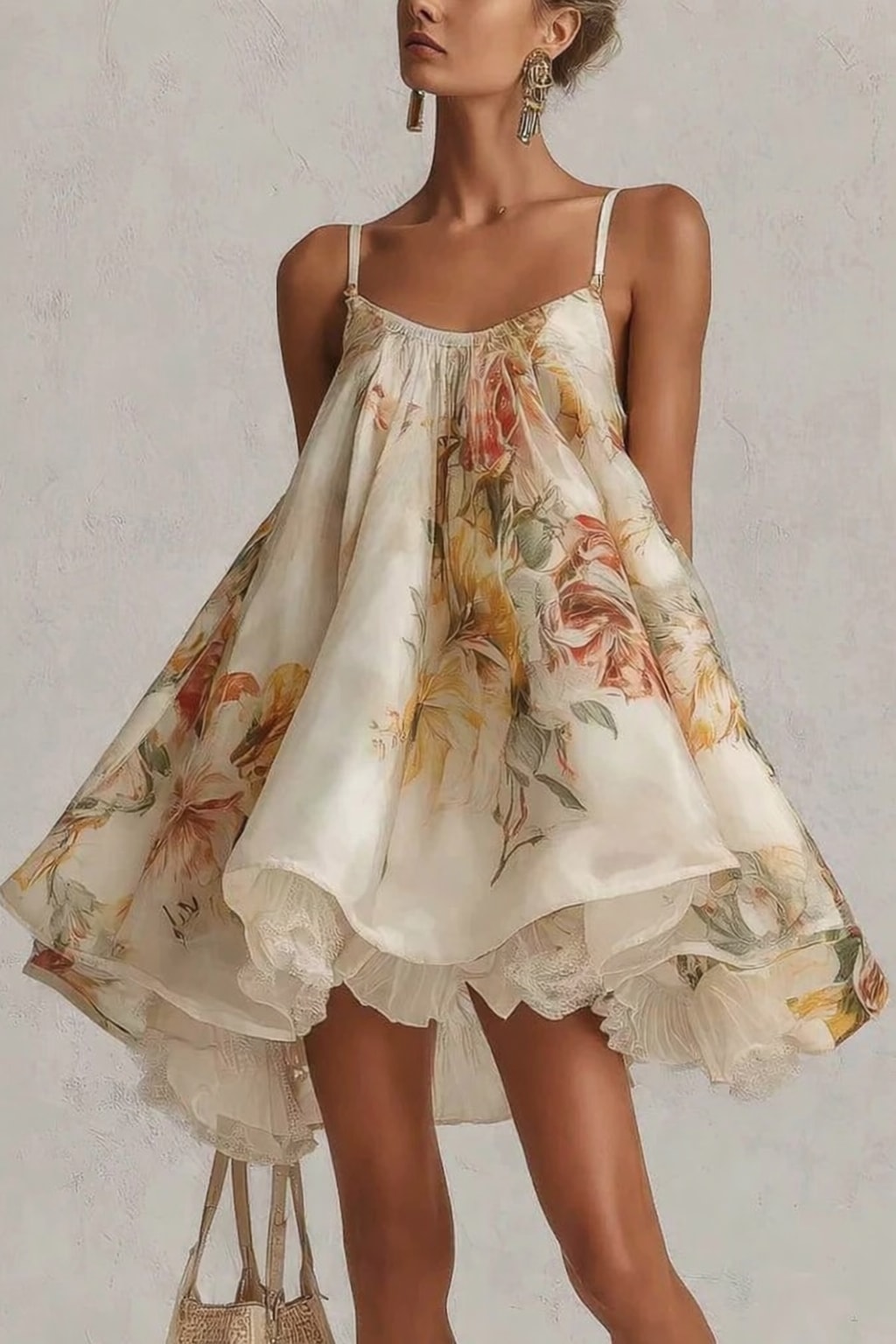 Polyester Sleeveless Camisole Dress With Puffy Skirt - 2