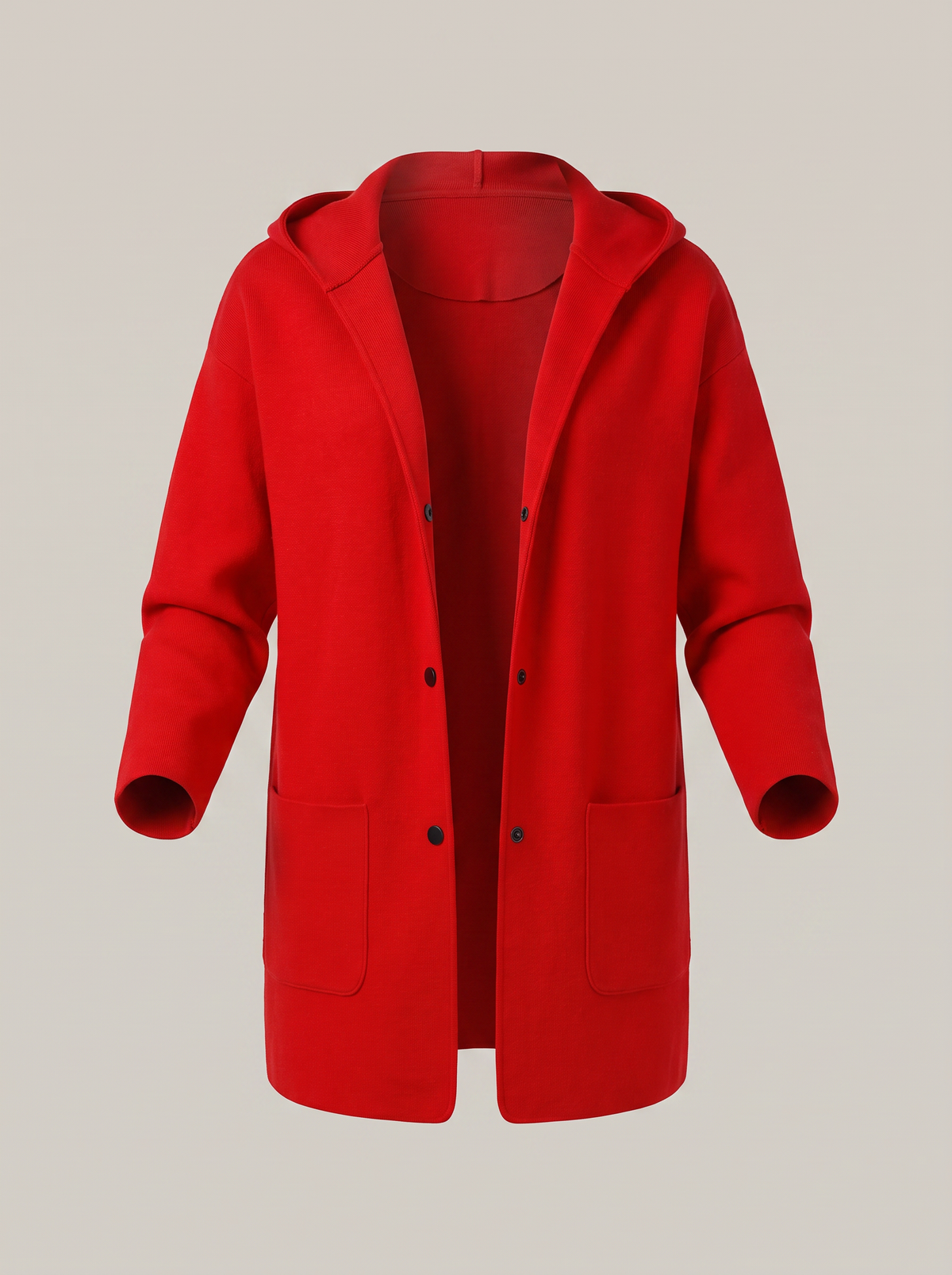 Wool blend hooded mid-length coat