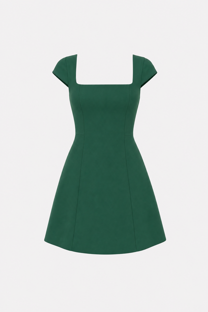 White satin A-line cap sleeve dress - view 8