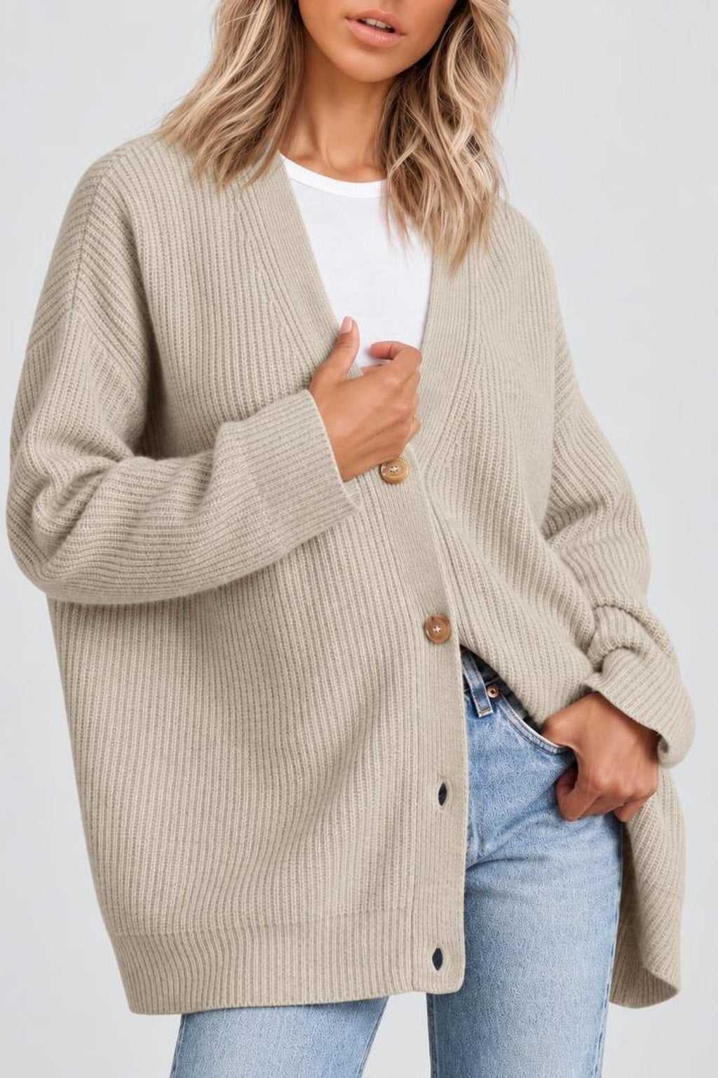 Striped Knit Cardigan With Button-Front Closure - 10