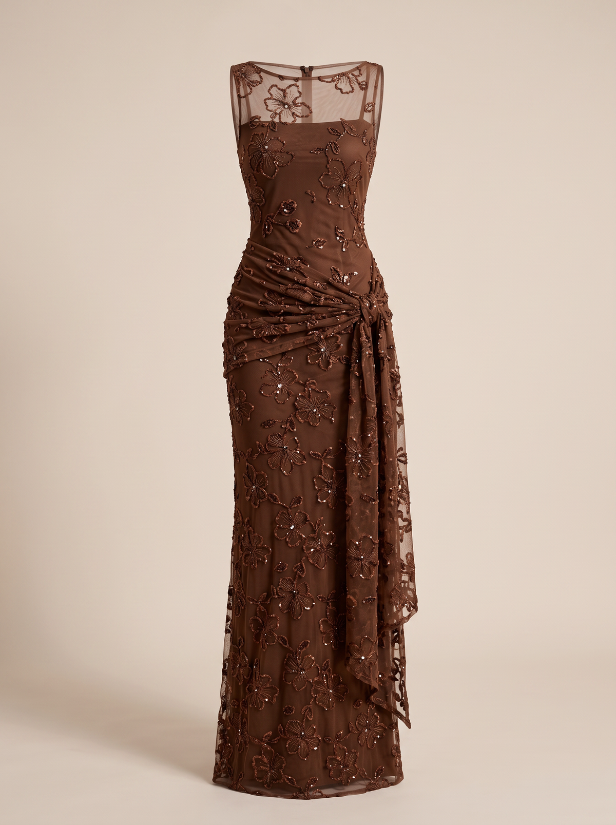 Sequin Jacquard Sheath Gown