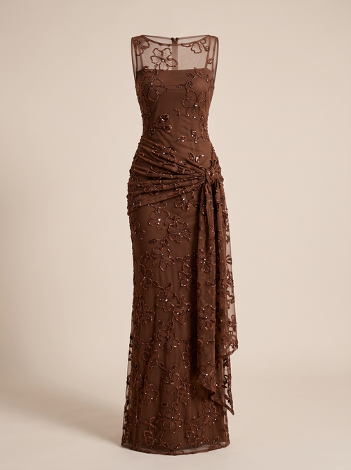 Sequin Jacquard Sheath Gown