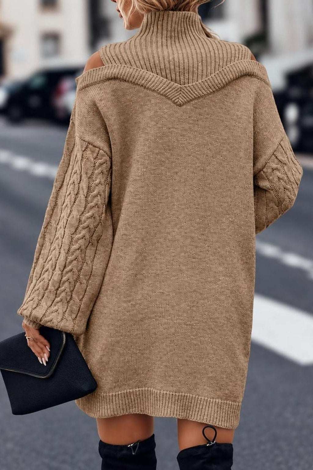 Cozy Turtleneck Dress With Loose Sleeves - 4