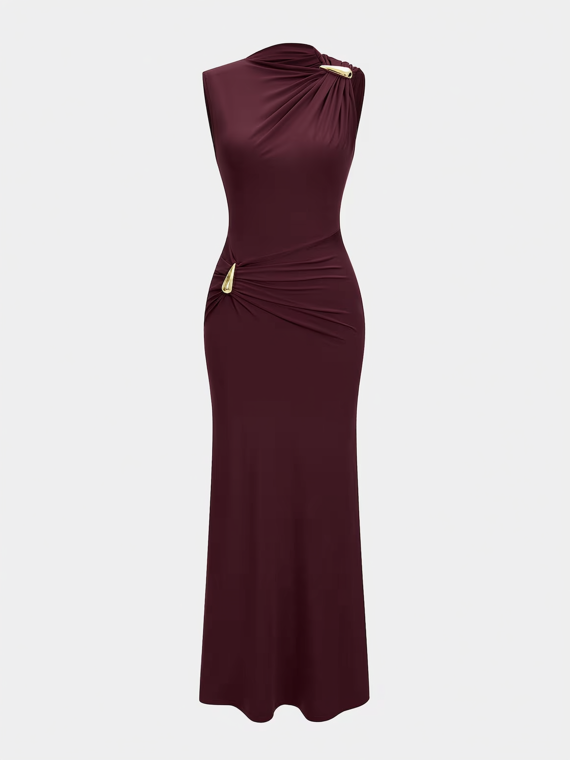 Ruched Sleeveless Maxi Dress