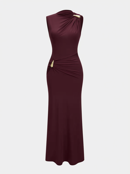 Ruched Sleeveless Maxi Dress