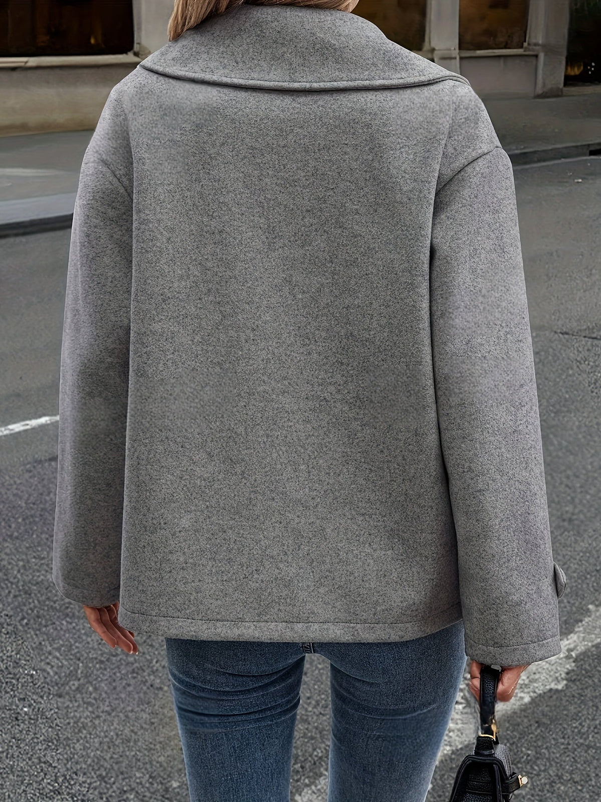 Dark Gray Wool Blend Pea Coat - view 4