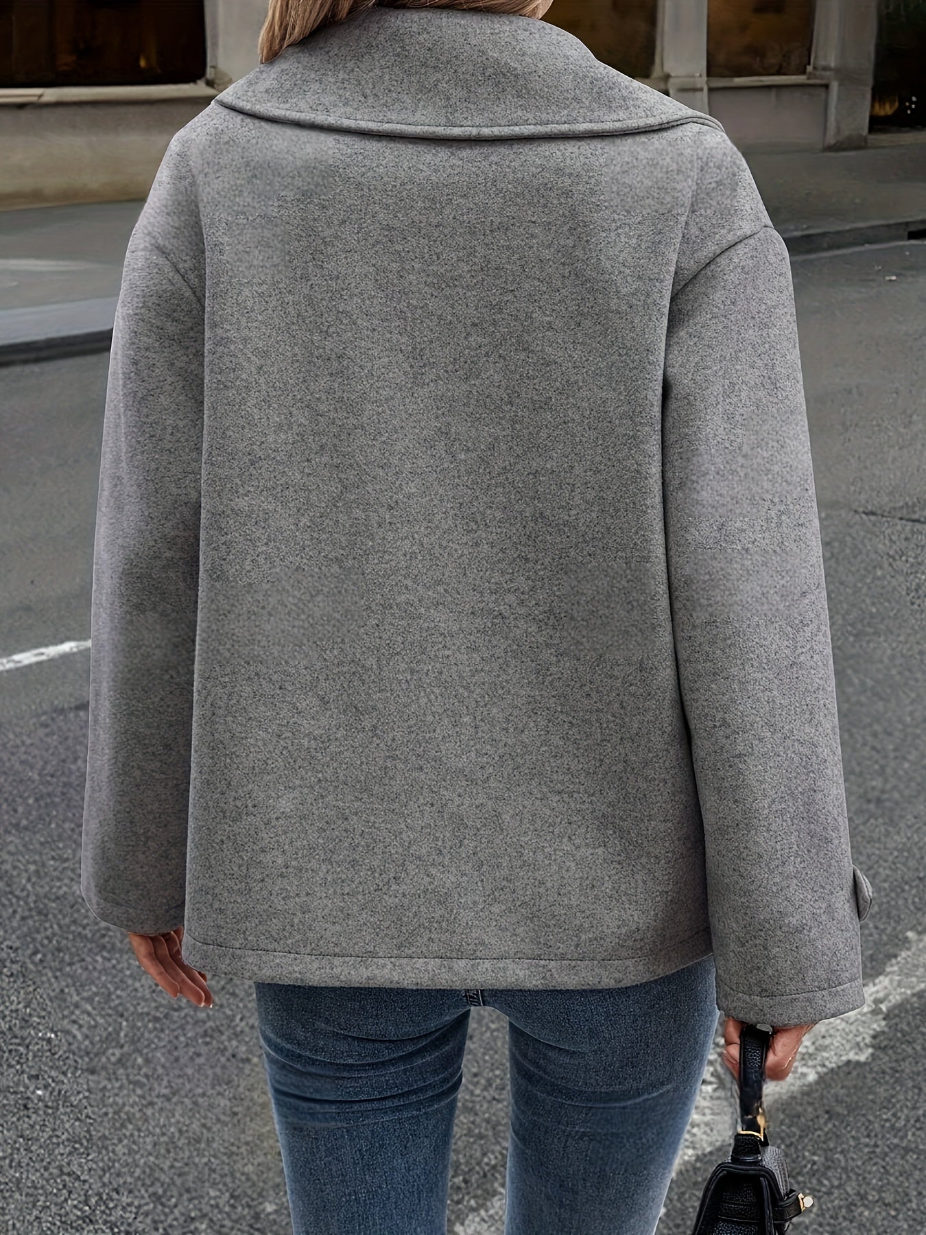 Dark Gray Wool Blend Pea Coat - view 4