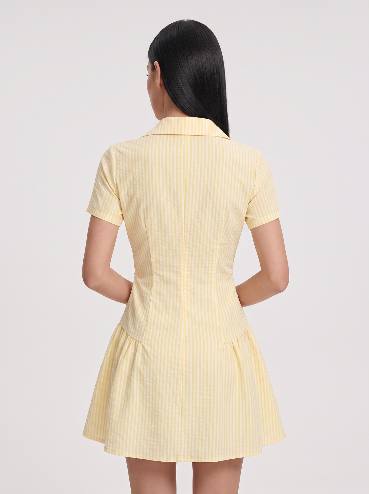 Striped V-Neck Short Sleeve Mini Dress - view 5