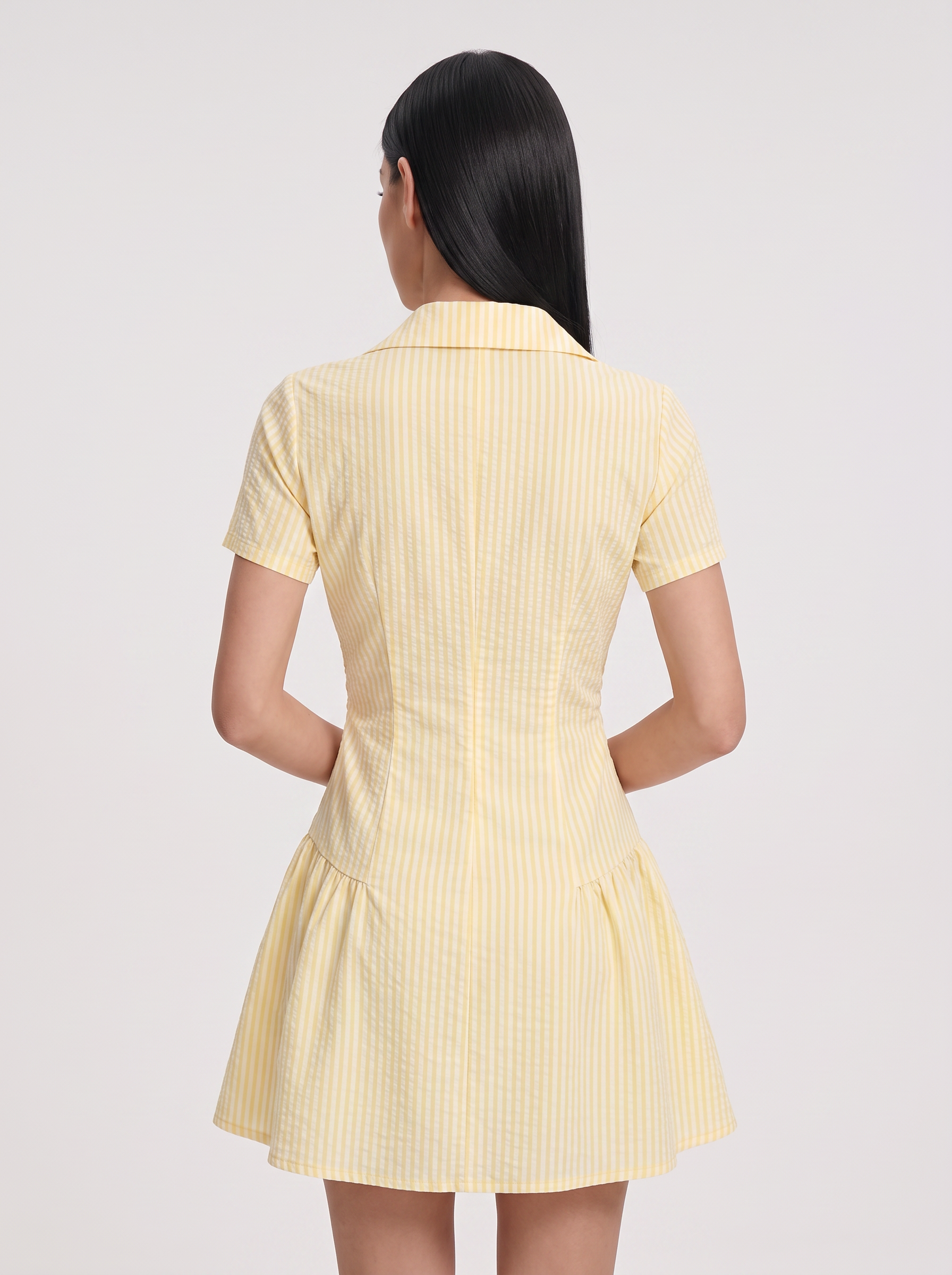 Striped V-Neck Short Sleeve Mini Dress - view 5