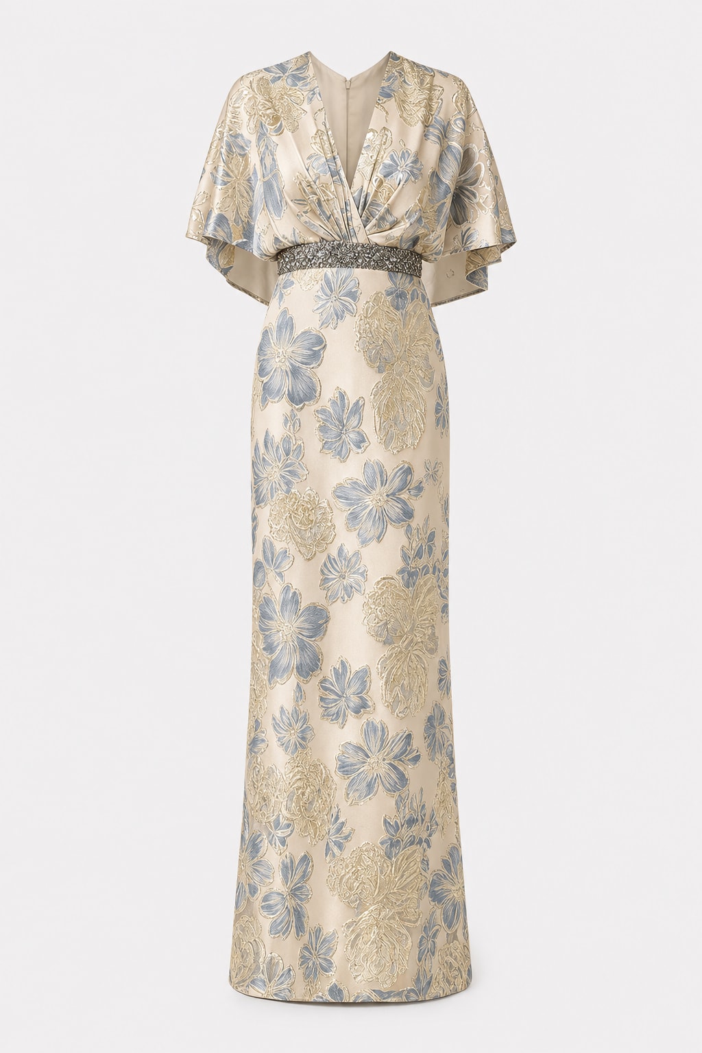 Polyester Mermaid Maxi Gown with Embellished Belt - 1
