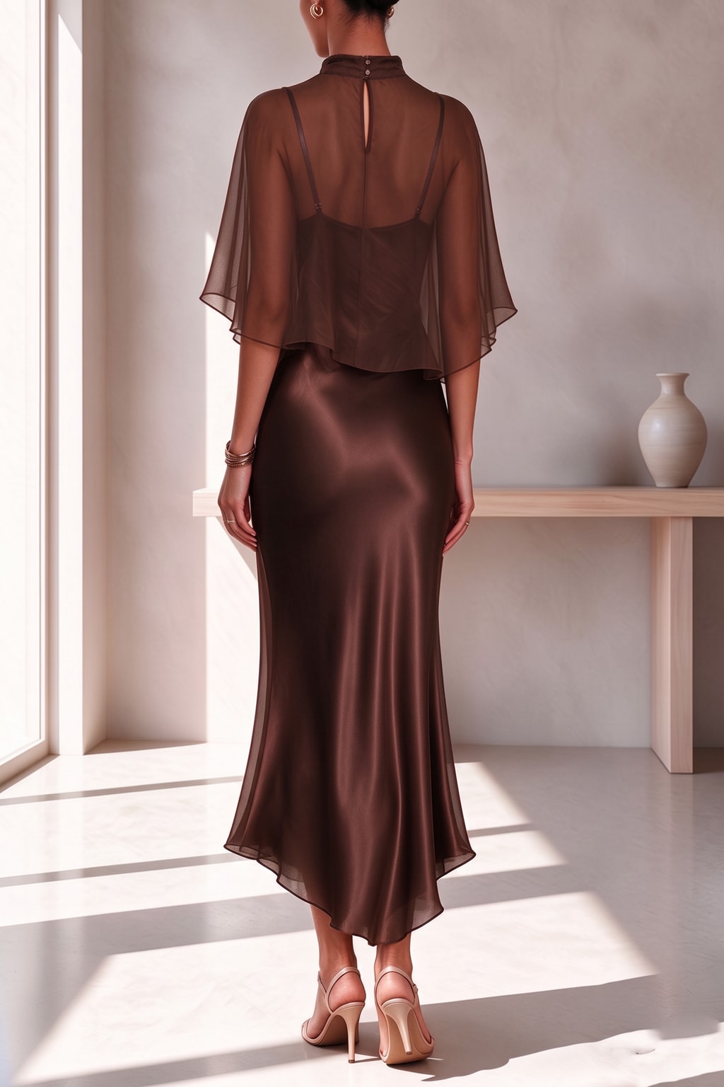 Polyester Draped Maxi Dress With Spaghetti Straps - 3